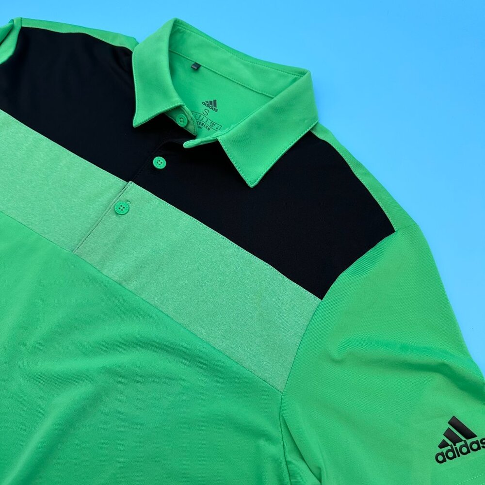 adidas‎ Men's Primegreen Colorblock Golf Polo, Size Small, Semi-Screaming Green